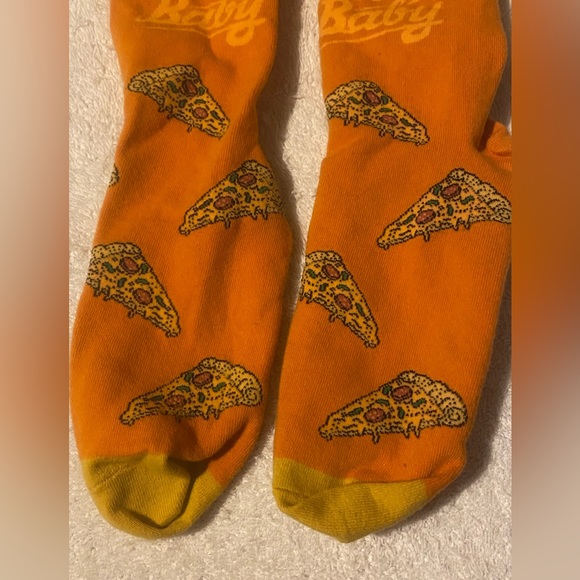 Slice of Pizza Adult Large Crew Socks Orange Odd Sox - Picture 3 of 4